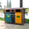 3 compartments metal outdoor recycling dustbin
